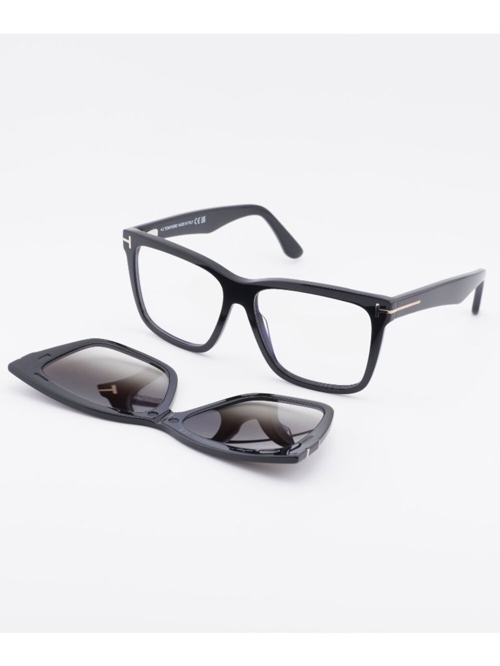 Tom Ford FT6069-B 001 Eyeglasses Black 54mm Square Frame, Magnetic Clip-On